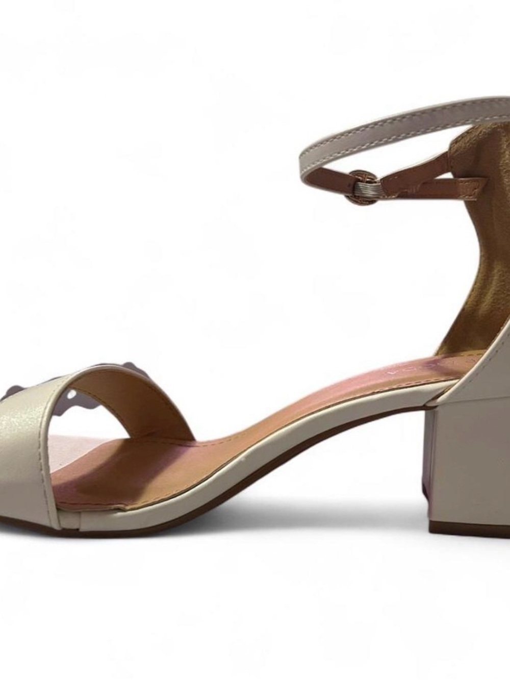 TOP Moda Cream Ankle Strap Block Heel Sandals
